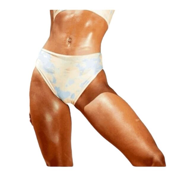 PrettyLittleThings Full Coverage High Waist Bikini Bottom Multi-Color Tie Dye Kn - Picture 3 of 11